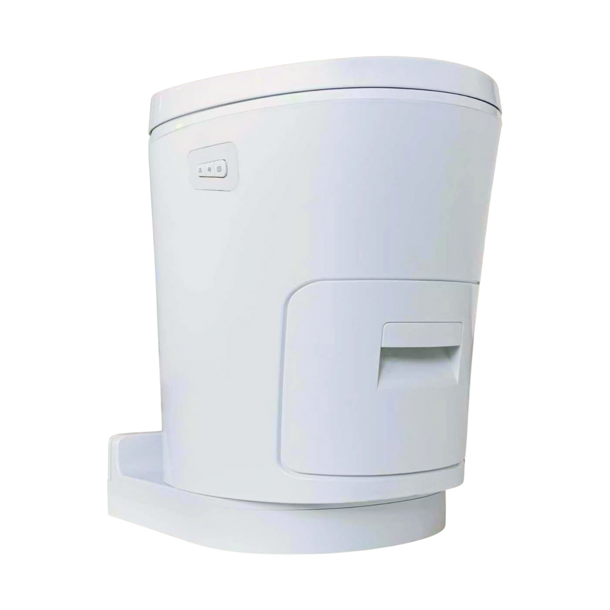 Flush button and controls on FREUCAMP 12V waterless toilet