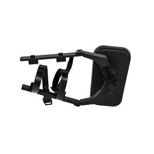 Adjustable towing mirror for caravans, featuring secure straps for enhanced visibility and safety during towing.