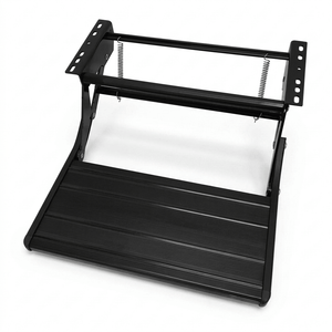 A black metal vehicle lift frame with a ribbed step plate and suspension springs, shown on a clean white background.