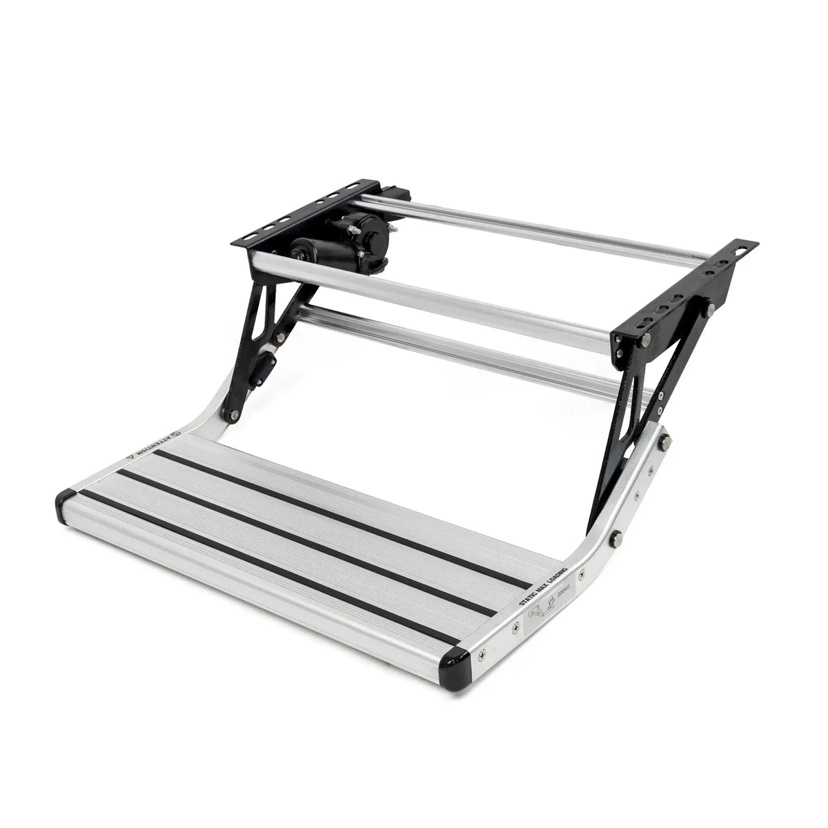 silver folding step on a white background