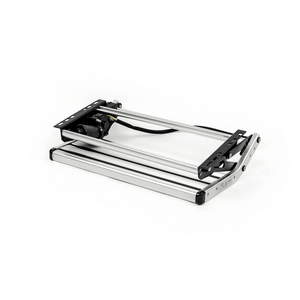 Silver single electric caravan step retracted flat with motor and wiring
