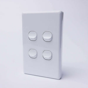 White 4 Gang Switch Slimline Wall Plate - RV Essentials Australia