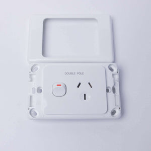 White Double Pole Power Point - 240V 10A Single Plug - RV Essentials Australia